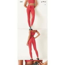 PINK Victoria's Secret Leggings High Waist Red Large Active Seamless Knit Ribbed