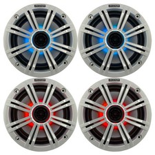 4x of Kicker 8" OEM Marine Coaxial White Speakers with MultiColor LED Lighting