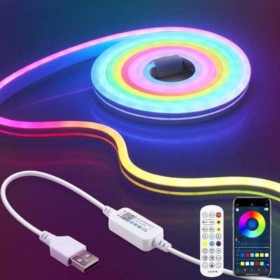 Aclorol Neon LED Streifen 3M RGB IC Neon LED Strip USB 5V IP65 Wasserdicht Musik