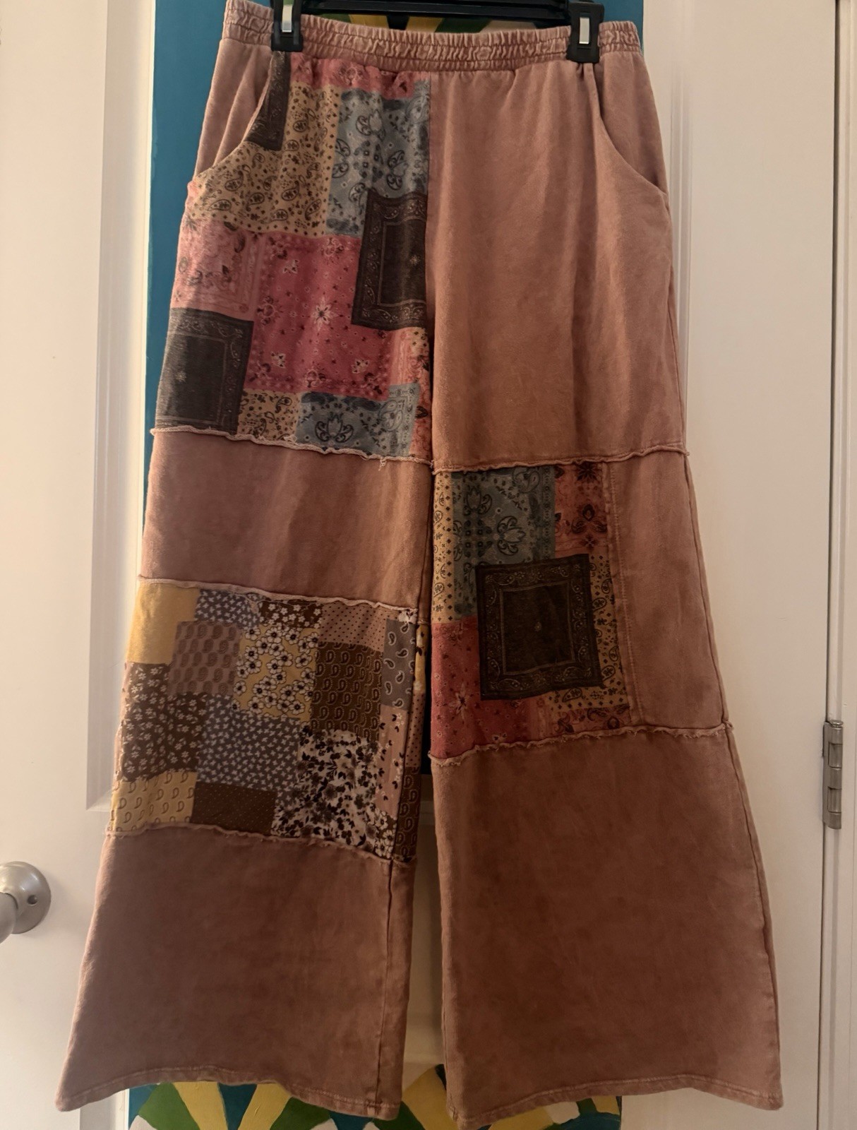 Perfect patch sugar rose patchwork wide-leg-M - image 3