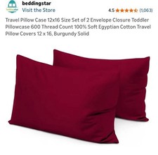 Toddler Pillowcases 12x16, 100 Egyptian Cotton, 600 Thread Count Ultra-Soft