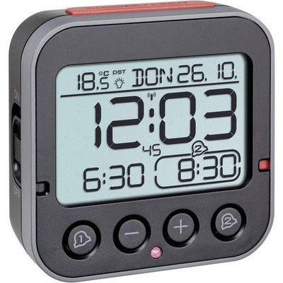 TFA Dostmann 60.2550.01 Radio Controlled Alarm Clock Black Alarm Times 2
