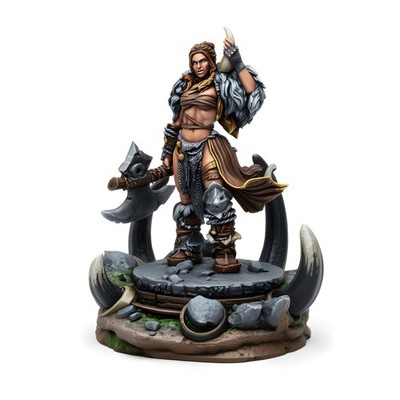 Female Barbarian Warrior w/ Axe | 28mm 32mm Resin Miniature DnD RPG Tabletop 3D