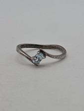 Vintage NV Sterling Silver 925 Small Oval Blue Topaz Ring Size 7.5