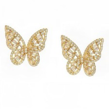 Cdrtnr 14K Gold Butterfly Stud Earrings   Hypoallergenic 1.14"  0.9", gold