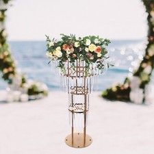 Wedding Gold Crystal Flower Stand, Round Pedestal Stand, Crystal Flower Stand