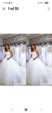 Elegant Wedding Dresses Strapless Lace Appliques A Line Sweep Train Bridal Gowns