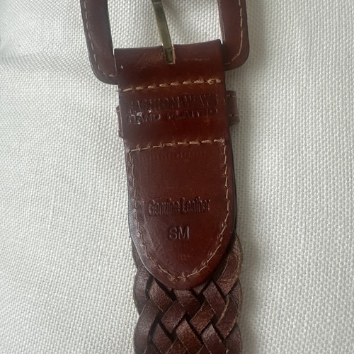 Vintage Brown Plaited Leather Belt S/M | Boho Y2K | Genuine Handmade UK - Picture 3 of 4