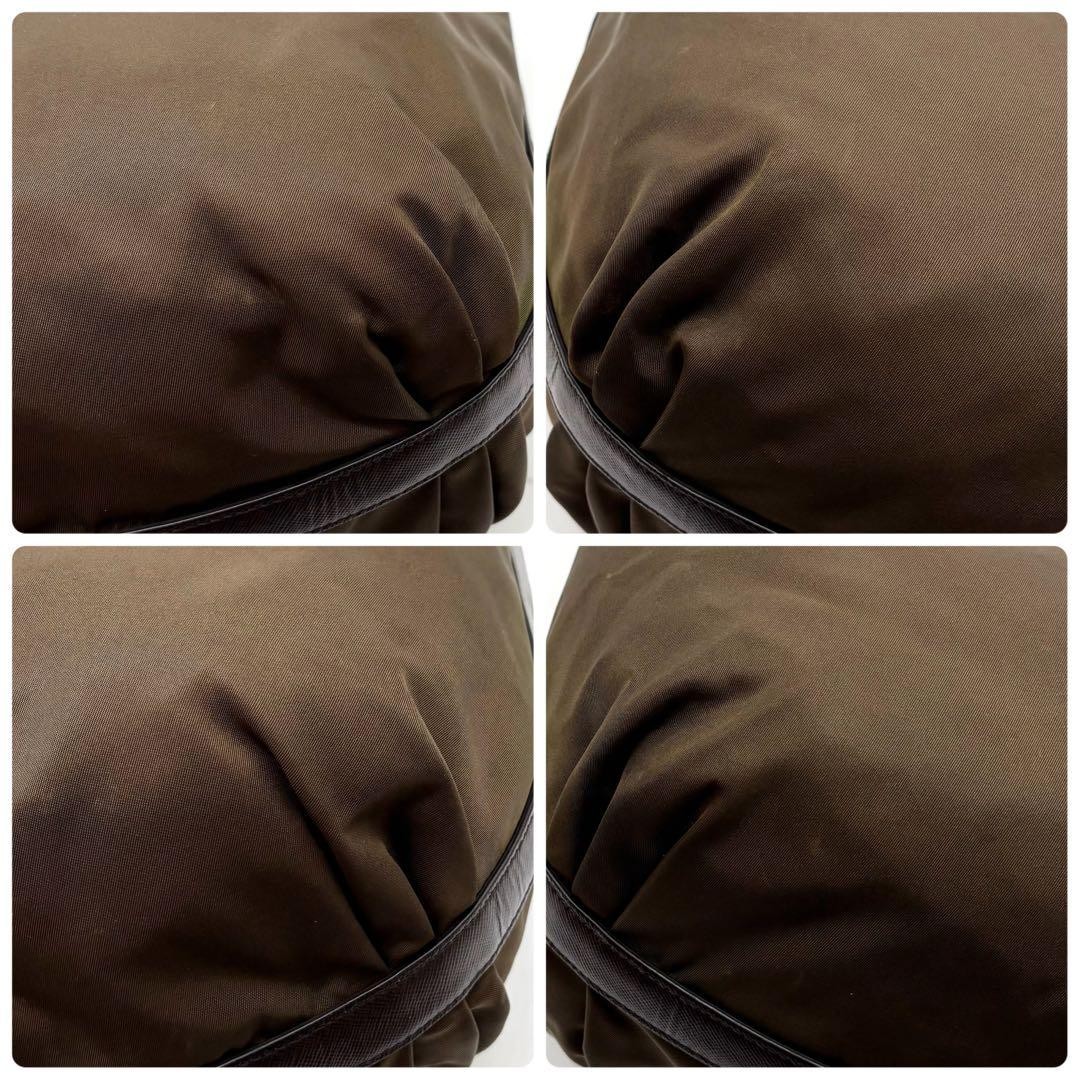 Excellent Condition PRADA Hobo One Shoulder Nylon Saffiano Leather Khaki thumbnail 8