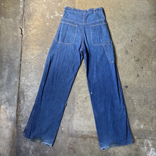 Vintage 1950s Denim Blue Jeans Pants Dungarees High Waist Carpenter Sportswear - Picture 11 of 15