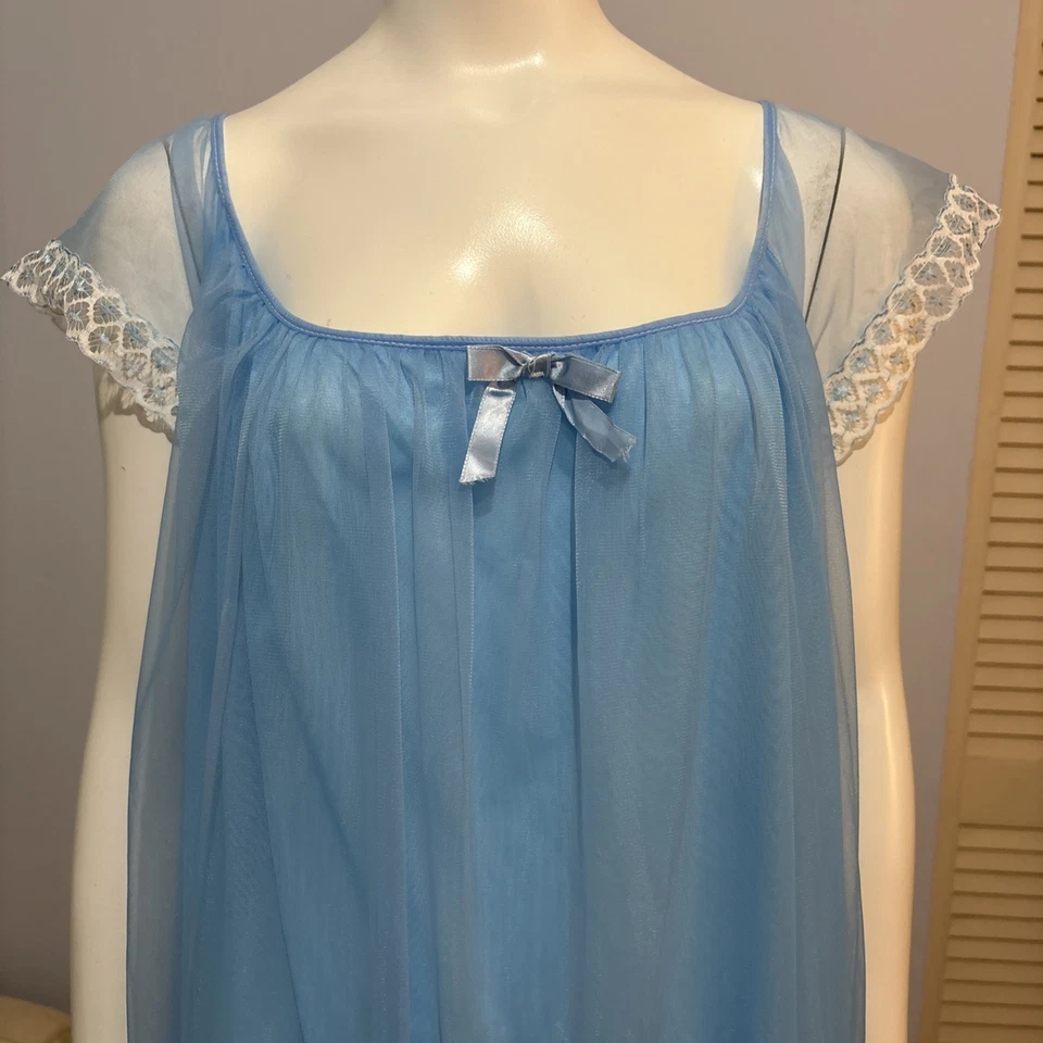 Camisón Lencería Camisón Azul Superposición Transparente Talla L 42 De Colección Años 40/50 Foto 2 de 4