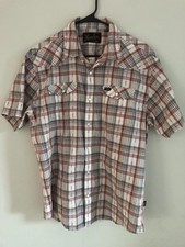 New Howler Brother Pearl Snap Short Sleeve Shirt Western Plaid H Bar B Large