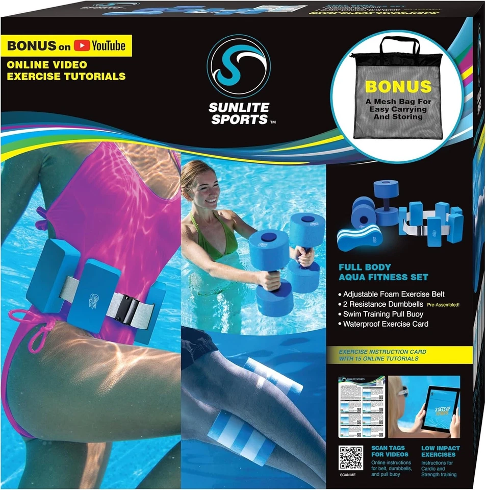 Kit de ejercicio acuático premium: cinturón de natación, mancuernas y videos instructivos incluidos Foto 3 de 4
