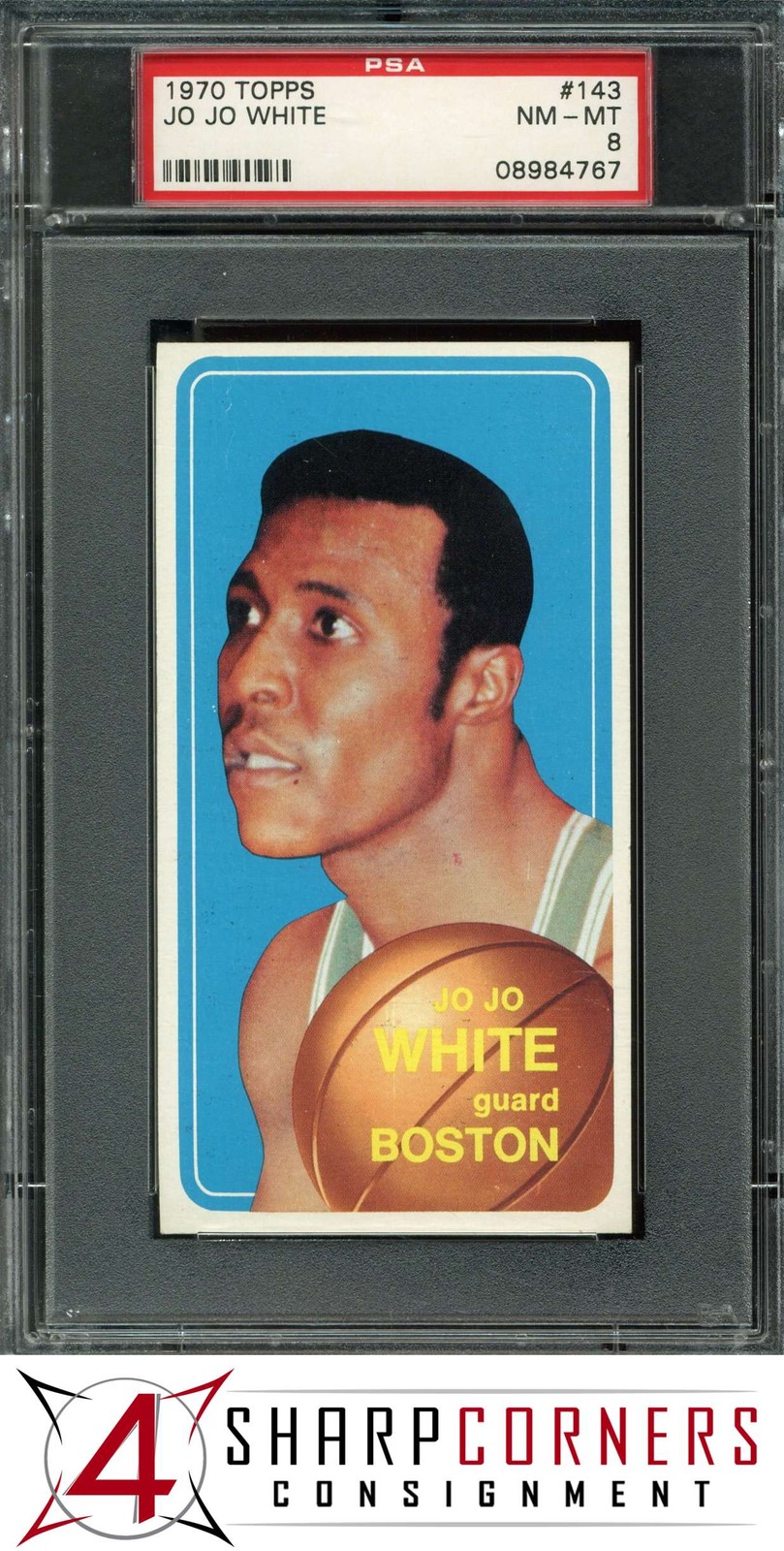 1970 TOPPS #143 JO JO WHITE RC CELTICS HOF PSA 8 SET BREAK