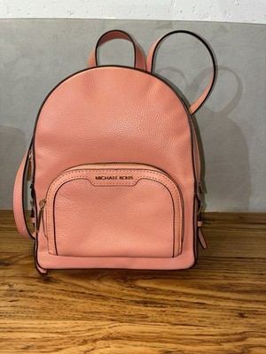 Michael Kors Pink Pebbled Mini Backpack Front Pocket Gold Hardware Zip Buckle