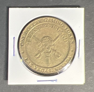 Vintage $1 Gaming Slot Token Treasure Island Casino Las Vegas Nevada 1993 EUC