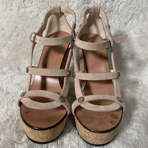 JIMMY CHOO ピンク スエード ミュール Jimmy Choo Mules Sandals Heel Suede Pink EU37/US7 From Japan