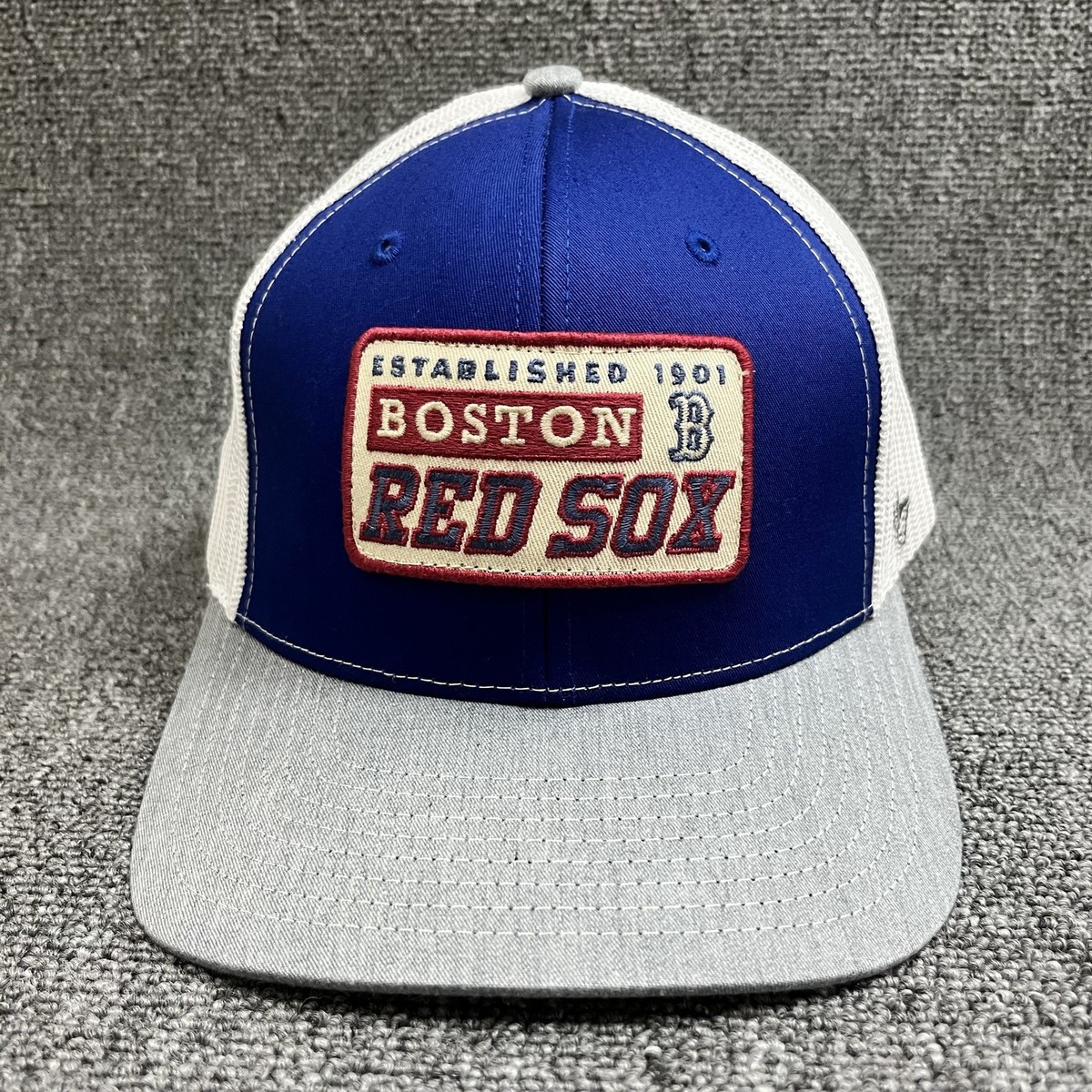 Boston Red Sox '47 Brand Trucker Hat Established 1901 Patch Snapback Cap Blue