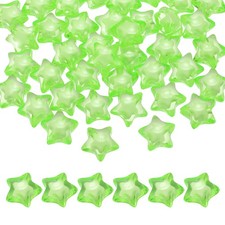 100pcs Acrylic Star Beads, 14mm Star-Shaped Pony Loose Spacer Beads, Light Green