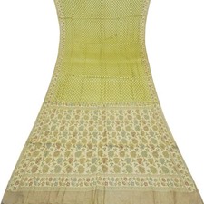 Namaste Vintage Green Sarees 100 Pure Silk Woven Indian Sari 5YD Craft Fabric
