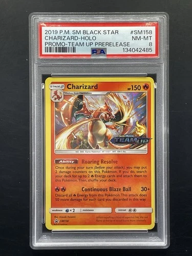 Pokémon Tcg Charizard SM158 Sun & Moon Team Up Black Star Prerelease Promo PSA 8