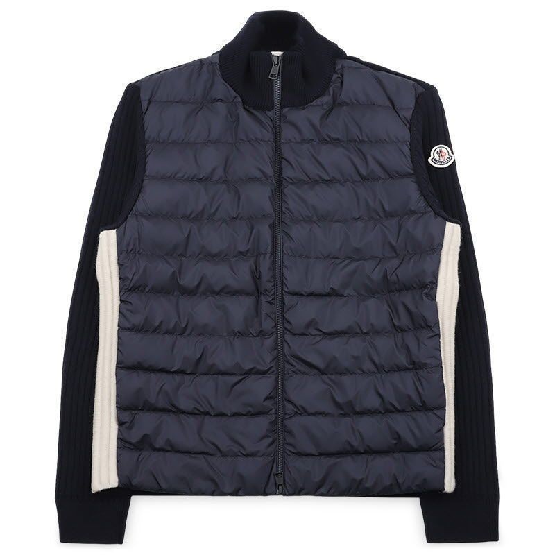 Moncler Men's Logo Patch Mixed Padding Zip-Up Jacket 152160774