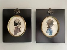 Antique Silhouette Miniature Portraits X 2