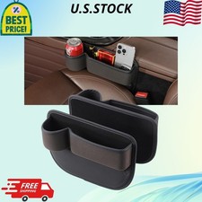 2 Pack Car Seat Gap Filler with Cup Holder Suede Console Gap Plug Black