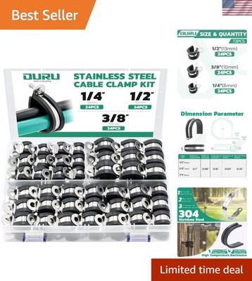 72PCS Cable Clamp Assortment - Durable Stainless Steel with Easy Install Design