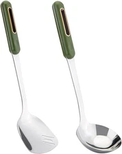 FJNATINH Spatula and Ladle Set - 2 Wok Tools - Universal Green-2pcs 