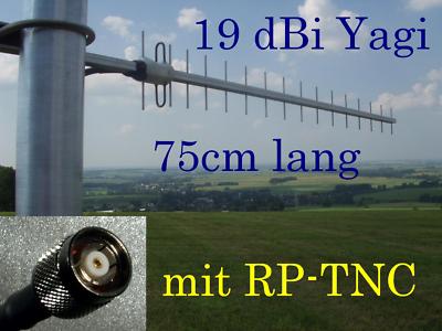 Super Richtantenne Antenne Yagi 19dBi 1m Low Loss Kabel  RP-TNC Linksys Stecker.