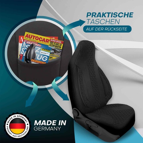 Fundas de asiento de autocaravana piloto adecuadas para Hobby Vantana Camper (negro) - Imagen 7 de 11