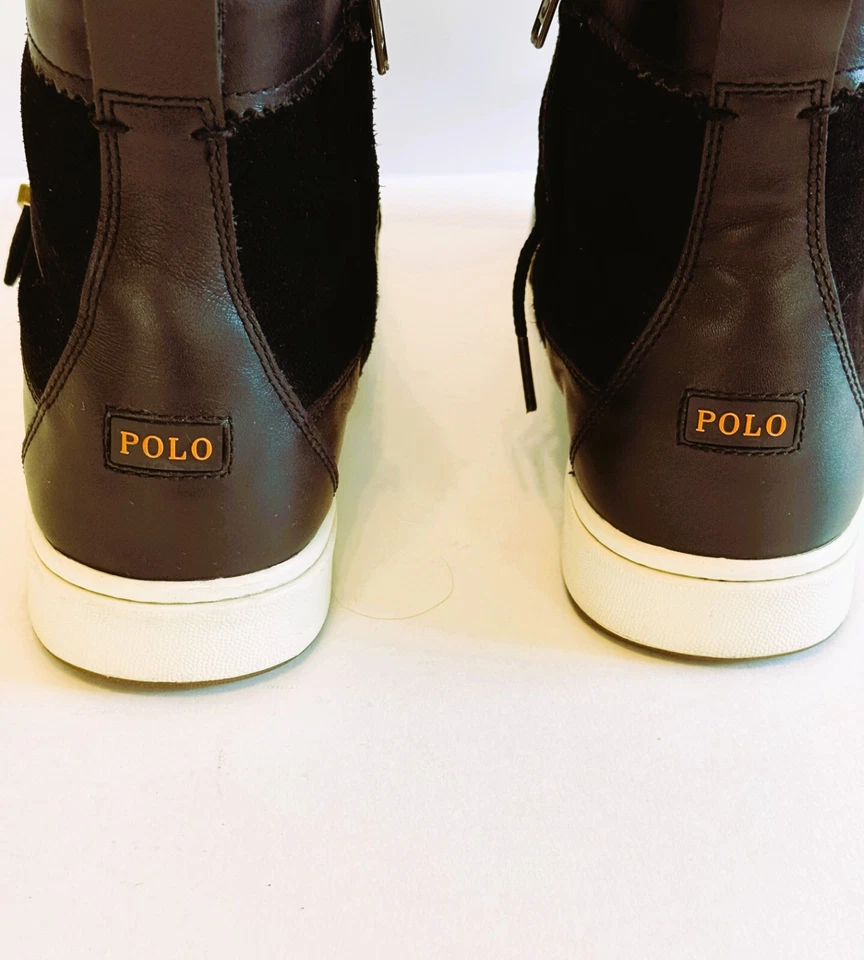 Polo Ralph Lauren Black Women's Ranger Sneaker Boots, Lightly Worn,size 9.5 - Image 3 of 4