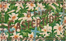 LOVELY VINTAGE EASTER POSTCARD LILIES HAPPY EASTERTIDE GEL 1913 021824 T