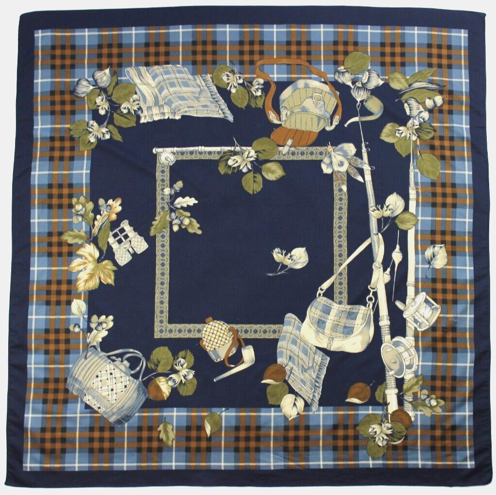 Magnifique Foulard Années 1940s En Soie Vermillon