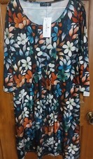 Plus 4XL Dress Bust 50" Bon Apple Tea Poly Spandex Stretch Boutique NEW with Tag