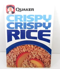 1982 Quaker Oats Crispy Rice Cereal Store Display Cardboard Sign Vtg Retro 80's