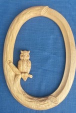 Spiegelrahmen Bilderrahmen Holz geschnitzt Eule Esche natur 30x21,5 cm