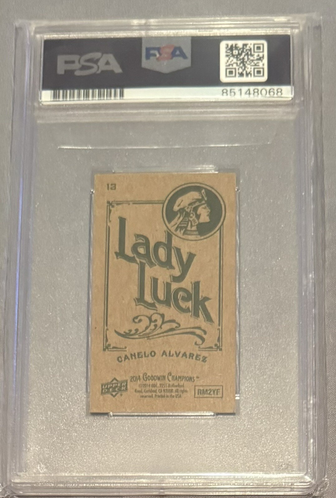 Canelo Alvarez 2014 UD Goodwin Mini Lady Luck SP signed/auto Rookie Card PSA view 3