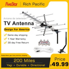 UHF VHF FM OUTDOOR DIGITAL HDTV ATSC TV DTV YAGI ANTENNA -QUICK ASSEMBLY