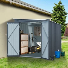 6x8FT Metal Lean to Garden Shed Outdoor Storage Shed Tool House W/Lockable Doors
