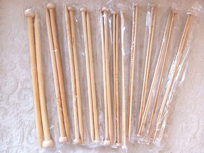 Lot 14 Pr Bamboo 10'' Single Point Knitting Needles 2.0mm-10.0mm Large & Fine Gua
