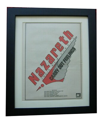 NAZARETH+Carry Out Feelings+TOUR+POSTER+AD+RARE ORIGINAL 1976+FRAMED+WORLD SHIP