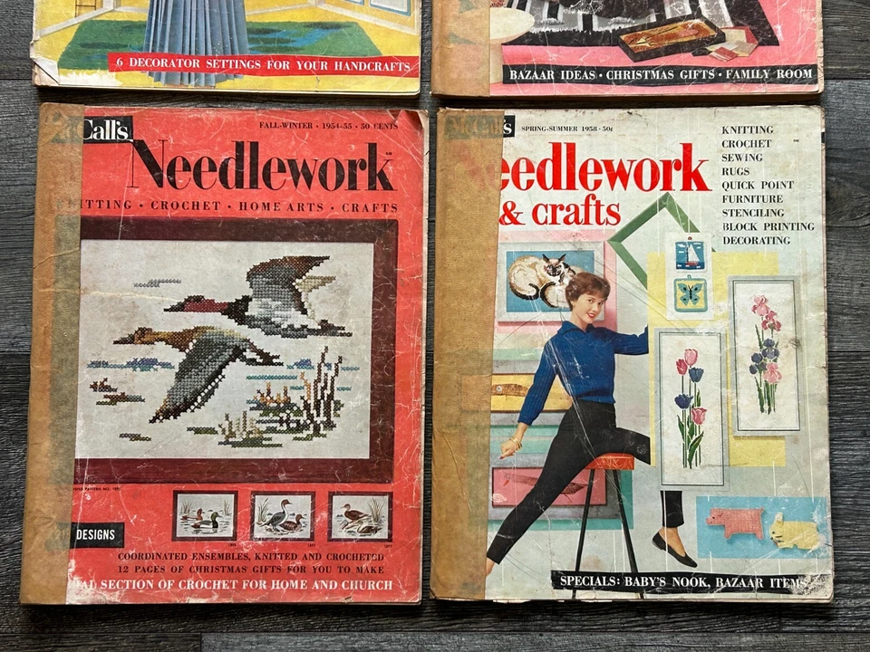 McCall's Magazine NEEDLEWORK 1954 1955 1958 1959 4pc Lot Knitting Crochet Crafts - Image 2 of 4