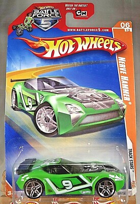2009 Hot Wheels #60 Track Stars 6/12 NERVE HAMMER Green w/Chrome Pr5 Spokes