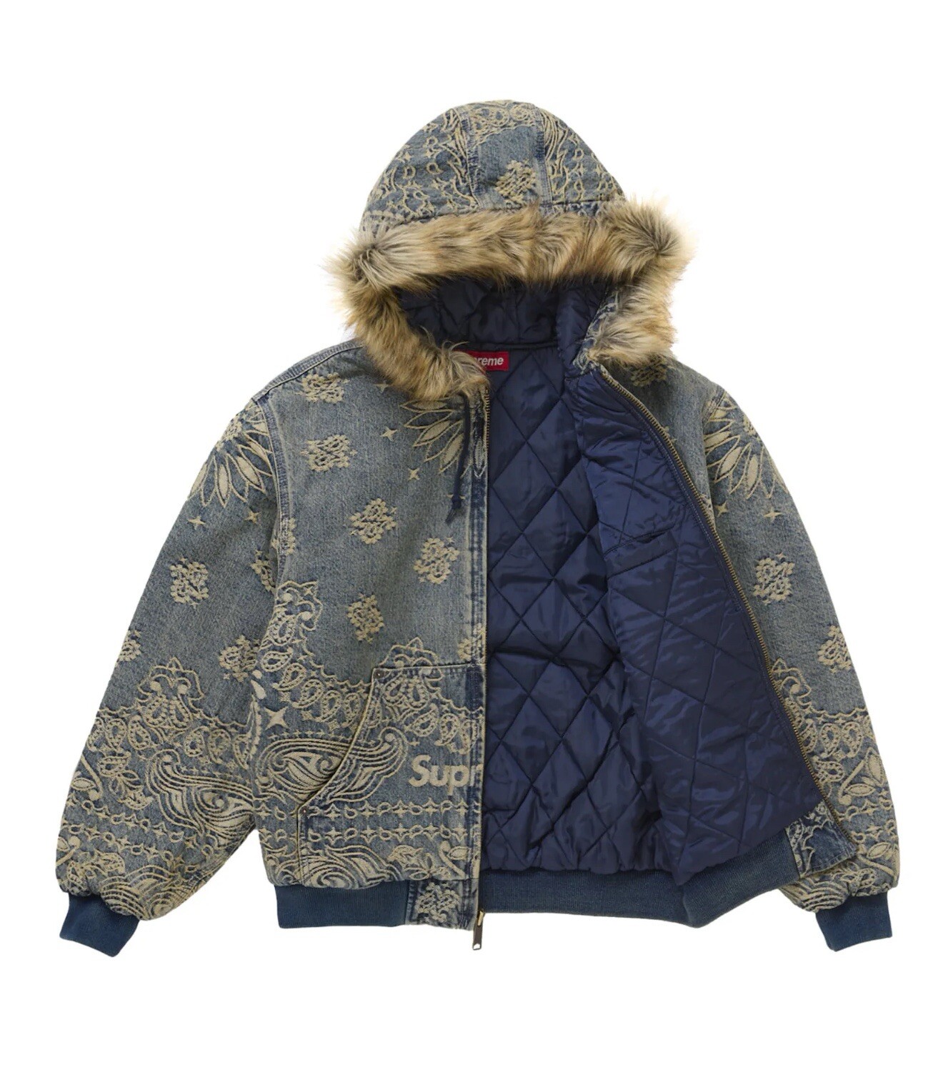 SUPREME WEEK7 FW25 BANDANA JACQUARD DENIM HOODED WORK JACKET SIZE (XL) Ships Now image 2