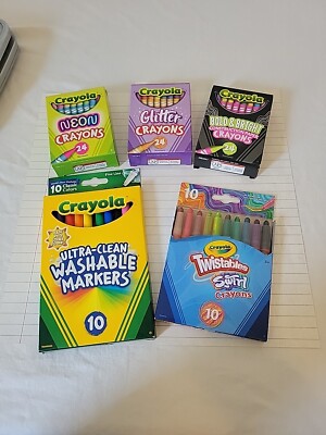 Crayola Crayon/Markers Set Of 5, Neon Glitter Bold&Bright Swirl Washable Markers