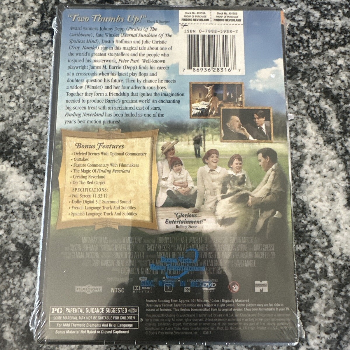 Finding Neverland DVD 2004 Widescreen Edition Johnny Depp Kate