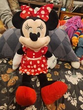 Disney Minnie Mouse Plush 2016 Red White Polka Dot Dress 20'' Tall SN