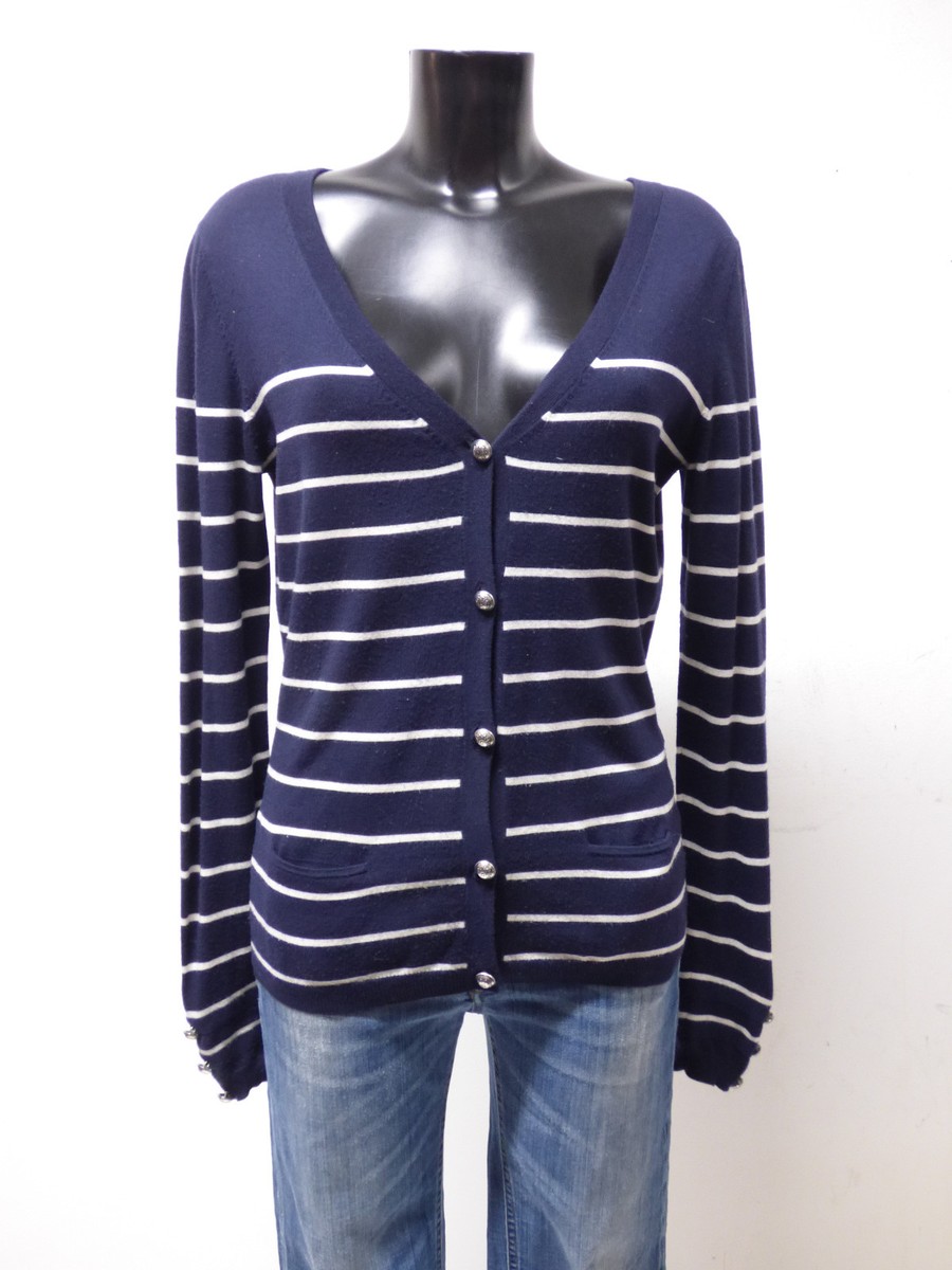 Cardigan Femme René Lezard – Taille 36, Noir, Laine, Col Châle
